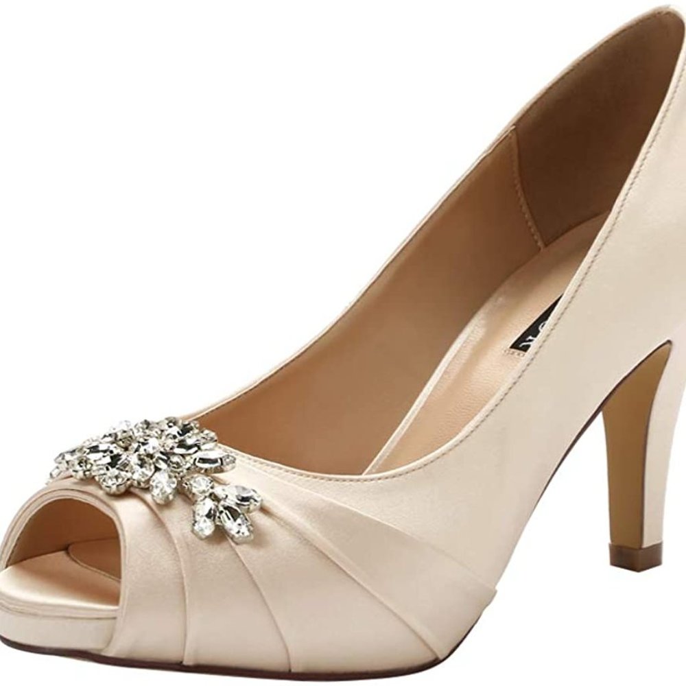 Peep Toe Rhinestone Heels - Picture 1 of 5